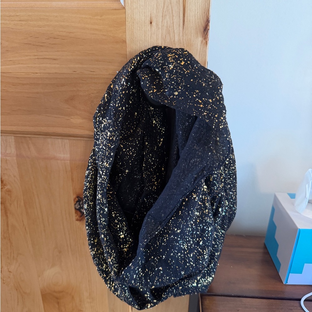 Black and Gold Speckled Infinity Scarf